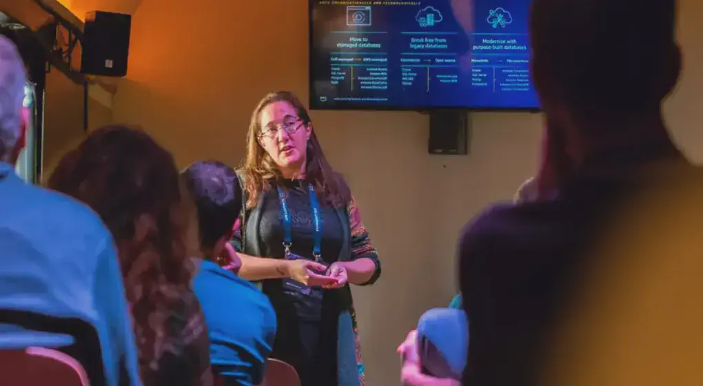 A community member giving a presentation