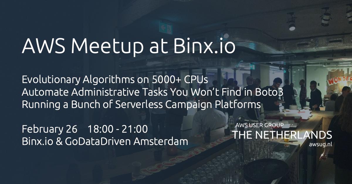 Banner for AWS Meetup at Binx.io