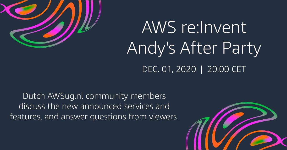 Banner for AWS re:Invent Andy's After Party